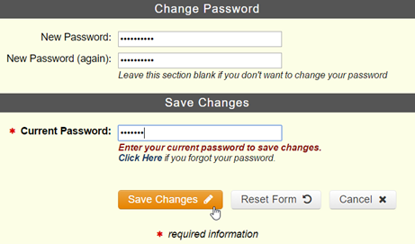 change password form